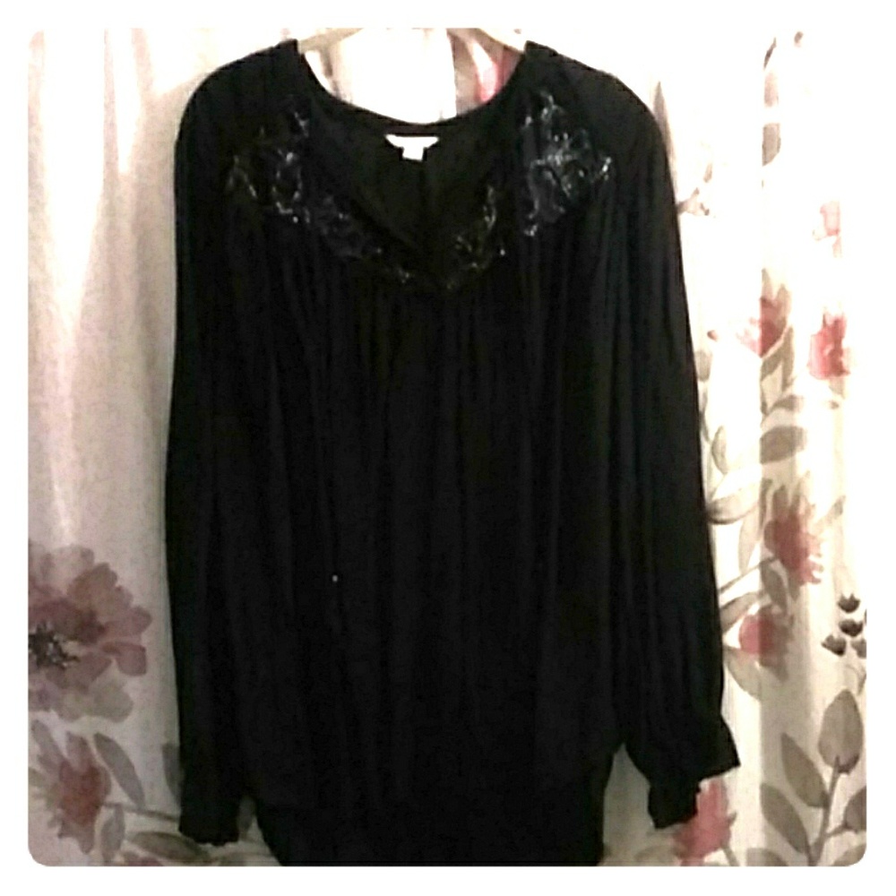 Black long sleeve 100% rayon top